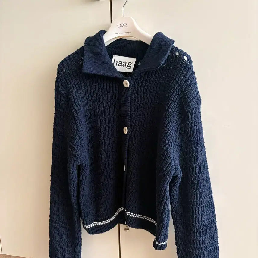 [BUNJANG] Haag Knit Cardigan Navy / 헤이그 haag 니트 가디건 네이비