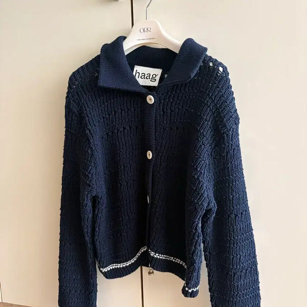 [BUNJANG] Haag Knit Cardigan Navy / 헤이그 haag 니트 가디건 네이비