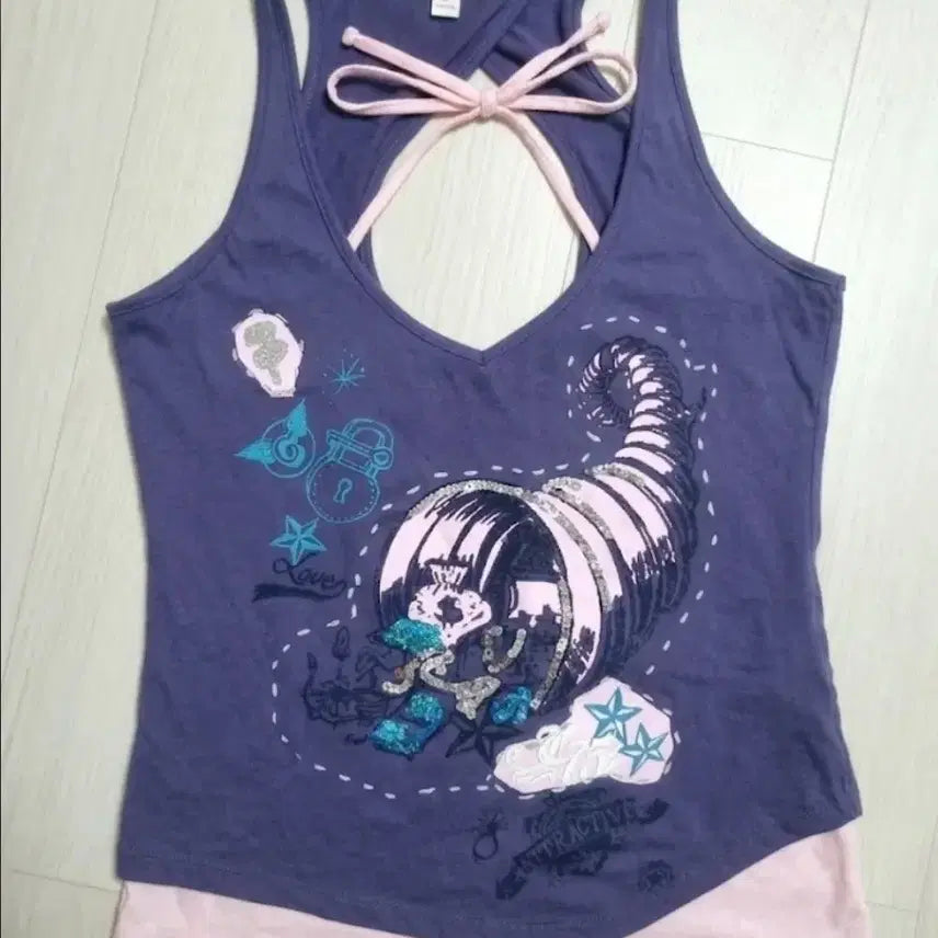 [BUNJANG] Clyde Sleeveless T-Shirt Purple Layered / 클라이드 민소매 티셔츠 퍼플 레이어드