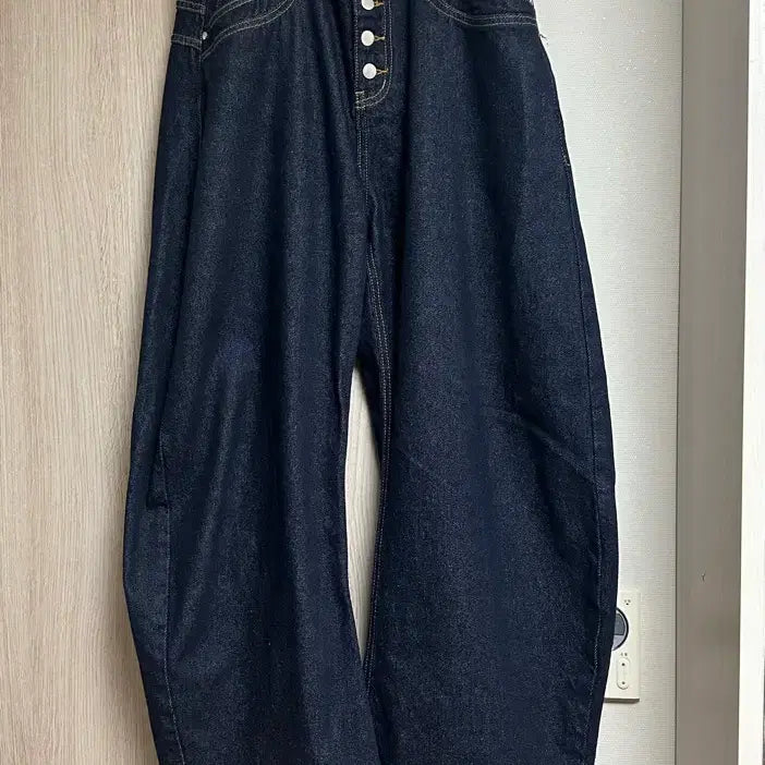 [BUNJANG] TakeEasy Button Curved Denim Pants Indigo Blue / [M] 테이크이지 버튼 커브드 데님팬츠(인디고블루)