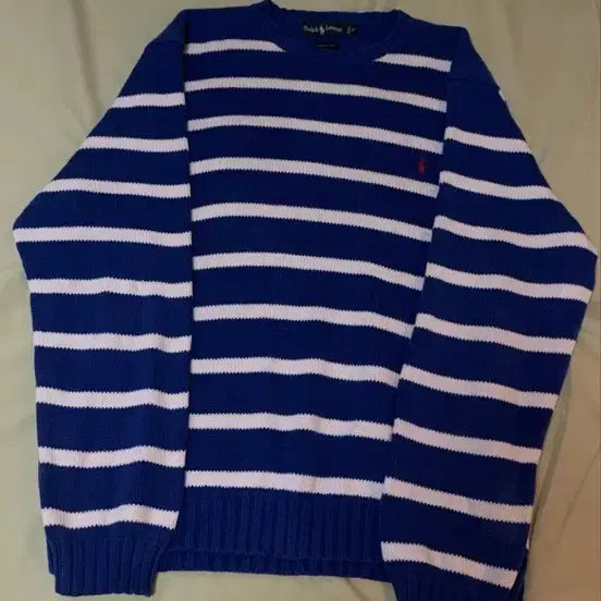 [BUNJANG] Polo Ralph Lauren Blue Striped Knit 105 Cotton / 랄프로렌 블루 스트라이프 니트