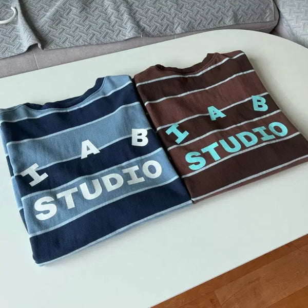 [BUNJANG] IAP STUDIO Stripe Short Sleeve T-Shirt Set XL / 아이앱 스튜디오 스트라이프 반팔티 2종 일괄 105XL