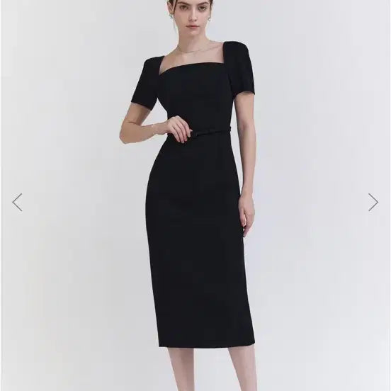 [BUNJANG] Thekemi Square Short Sleeve Dress Black / 더케미 스퀘어 반팔 원피스