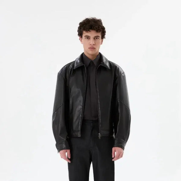 [BUNJANG] Amomento 25FW Vegan Leather Blouson Leather Jacket / 아모멘토 25fw 비건레더블루종 레더자켓 가죽자켓