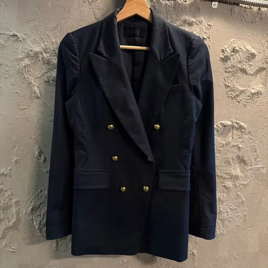 [BUNJANG] System Double Breasted Jacket Dark Navy / 82 시스템 SYSTEM 금장 더블 자켓 다크네이비