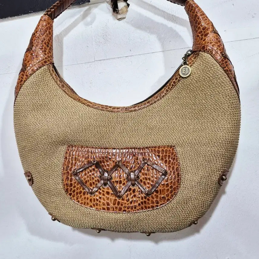 [BUNJANG] Eric Javits Squishee Hobo Shoulder Bag / 에릭자비츠 (Eric Javits) 라피아 스퀴시 호보 숄더백
