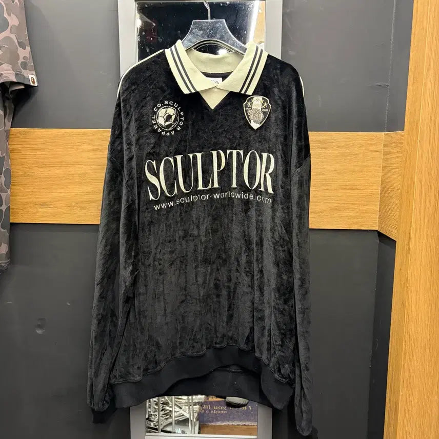 [BUNJANG] SCULPTOR Velvet Soccer Jersey Black / SCULPTOR 벨벳 축구 저지 블랙