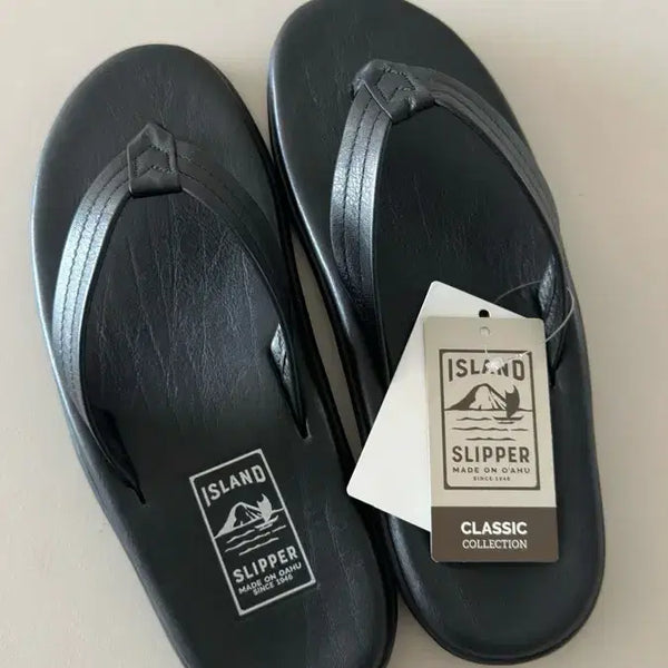 [BUNJANG] Island Slipper Leather Black Sandals (Size 12 / US 14) / 아일랜드슬리퍼 레더 블랙 12 290 285 280