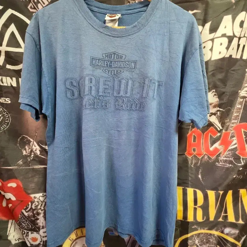 [BUNJANG] Harley-Davidson Short Sleeve T-Shirt Blue / 할리데이비슨 반팔티 블루