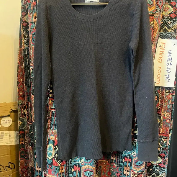 [BUNJANG] United Arrows Beauty & Youth Women's Ribbed Long Sleeve Top Navy / 유나이티드에로우 (뷰티엔유스 ) 여성골지 긴팔