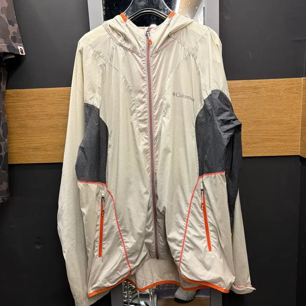 [BUNJANG] Columbia Hooded Windbreaker Jacket Beige / 컬럼비아 후드 바람막이 자켓 베이지