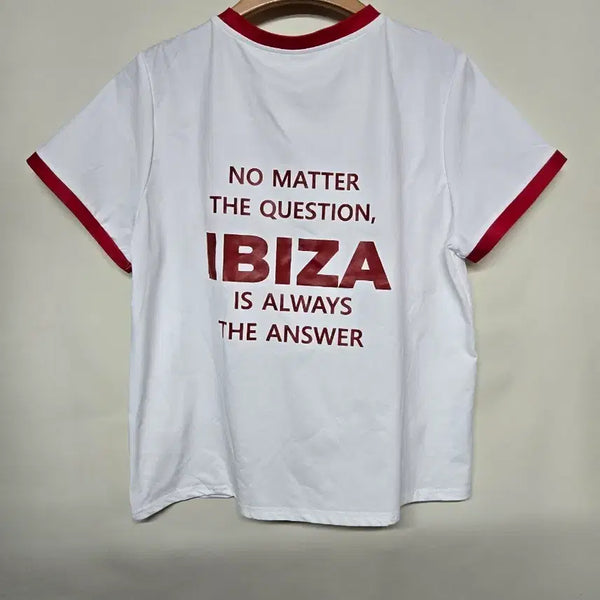 [BUNJANG] White Ibiza Lettering Short Sleeve T-Shirt XL / 화이트 이비자 레터링 반팔 티셔츠 XL
