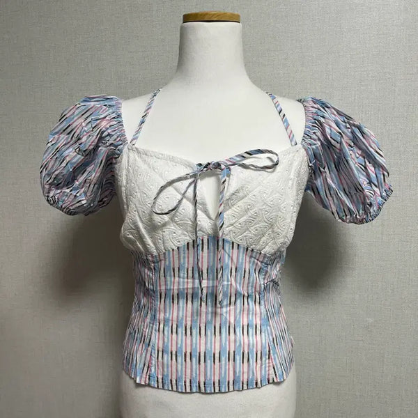 [BUNJANG] Strap Puff Sleeve Blouse / 스트랩 퍼프 소매 블라우스