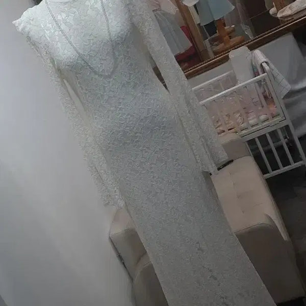 [BUNJANG] Dint Lace Long Dress White / 레이스 롱 드레스 흰색  (딘트 )