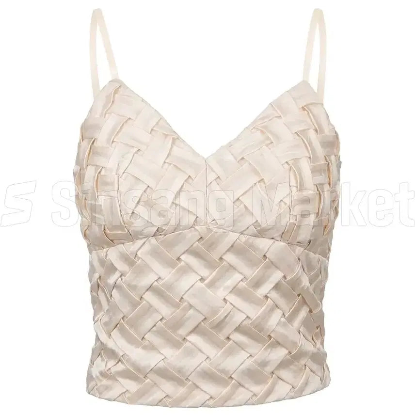 [BUNJANG] Boten TOP Satin Camisole Bra Top Grid Pattern Slim Fit / [빠른발송] 보텐 TOP 새틴 나시브라탑 격자무늬 섹시 글램 타이트 슬림핏
