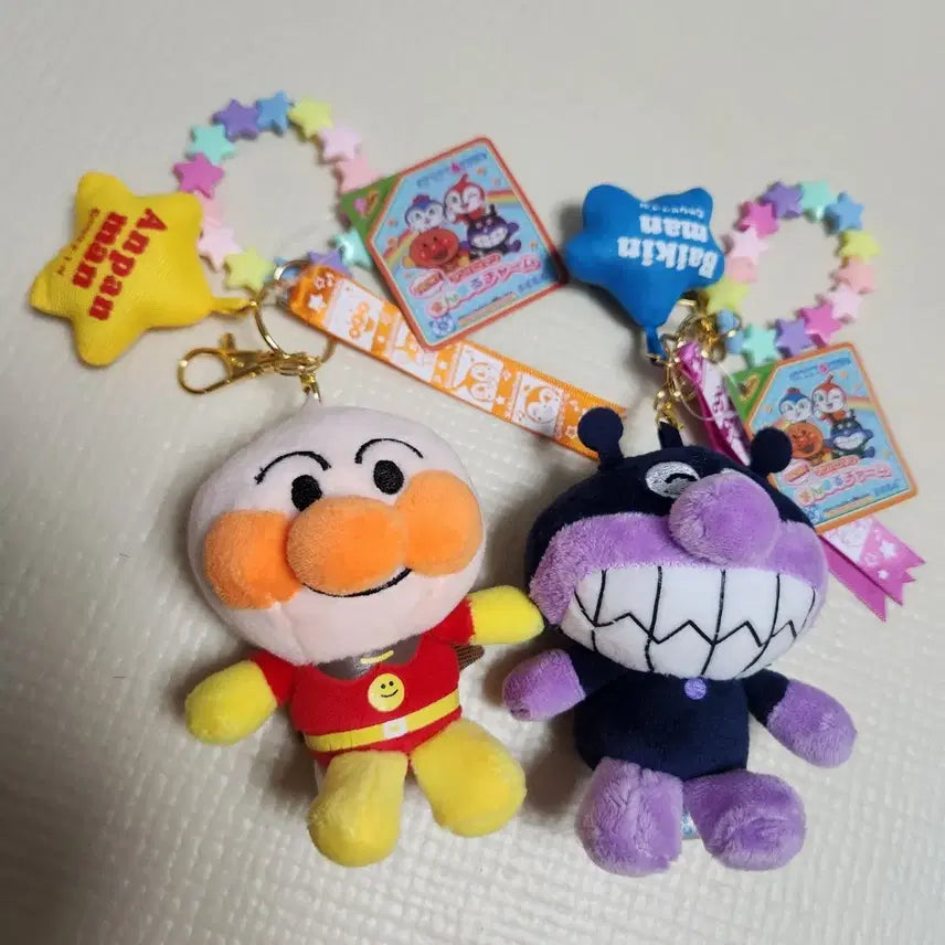 [BUNJANG] Anpanman Baikinman Doll Keychain Set / 호빵맨 세균맨 인형 키링 새상품 일괄