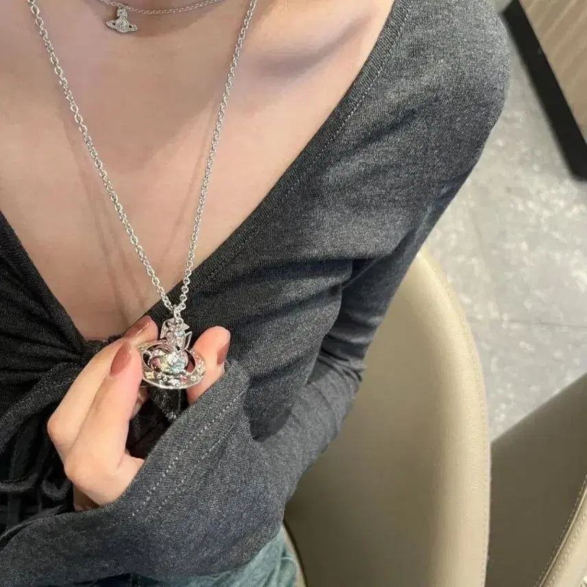 [BUNJANG] Vivienne Westwood Silver Orbital Necklace / 비비안웨스트우드 은색 목걸이