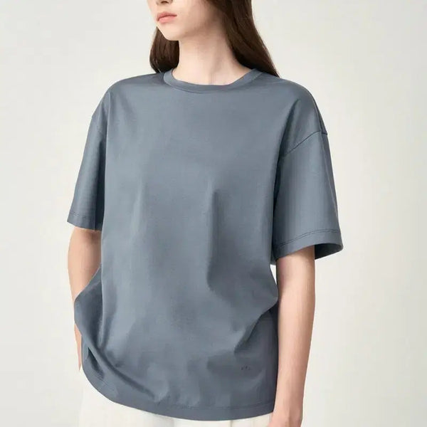 [BUNJANG] TheCashmere Round Neck Half Sleeve Cotton T-Shirt / 한섬 더캐시미어 티셔츠