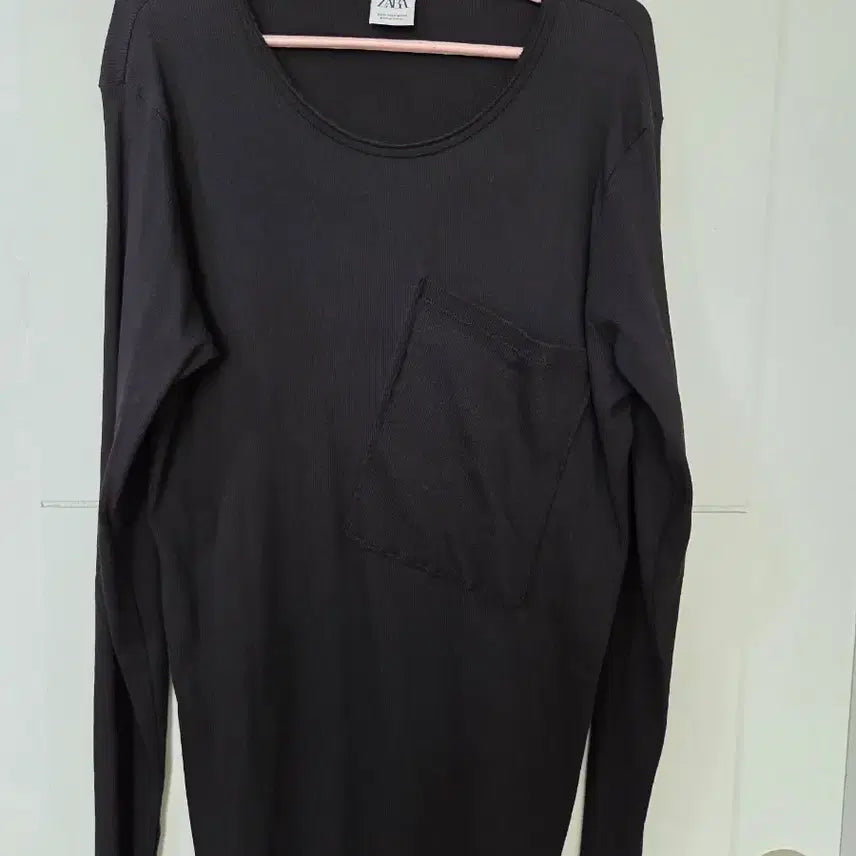 [BUNJANG] Zara Man Black Ribbed Pocket Long Sleeve T-Shirt XL / ZARA MAN 블랙 골지 포켓 긴팔 티셔츠 XL
