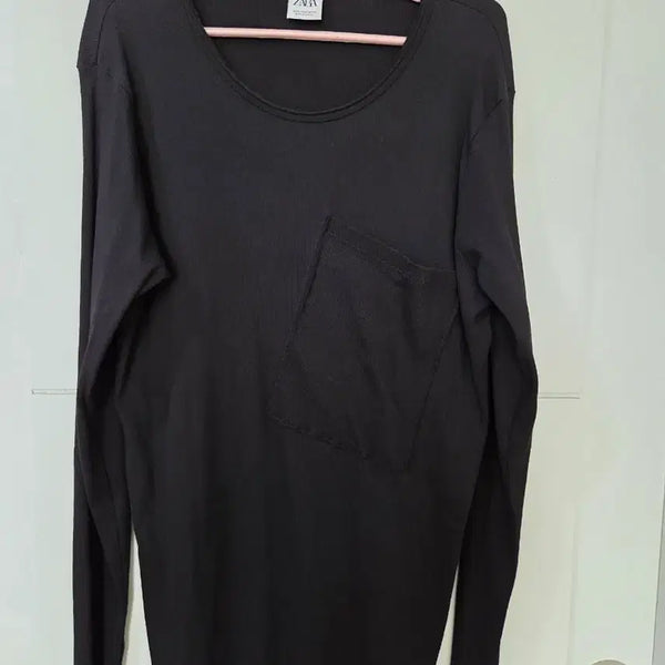 [BUNJANG] Zara Man Black Ribbed Pocket Long Sleeve T-Shirt XL / ZARA MAN 블랙 골지 포켓 긴팔 티셔츠 XL