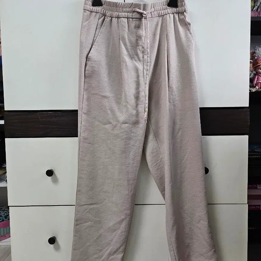 [BUNJANG] Linen Ribbon Banding Pants / 연베이지 린넨 리본 밴딩 바지 팬츠