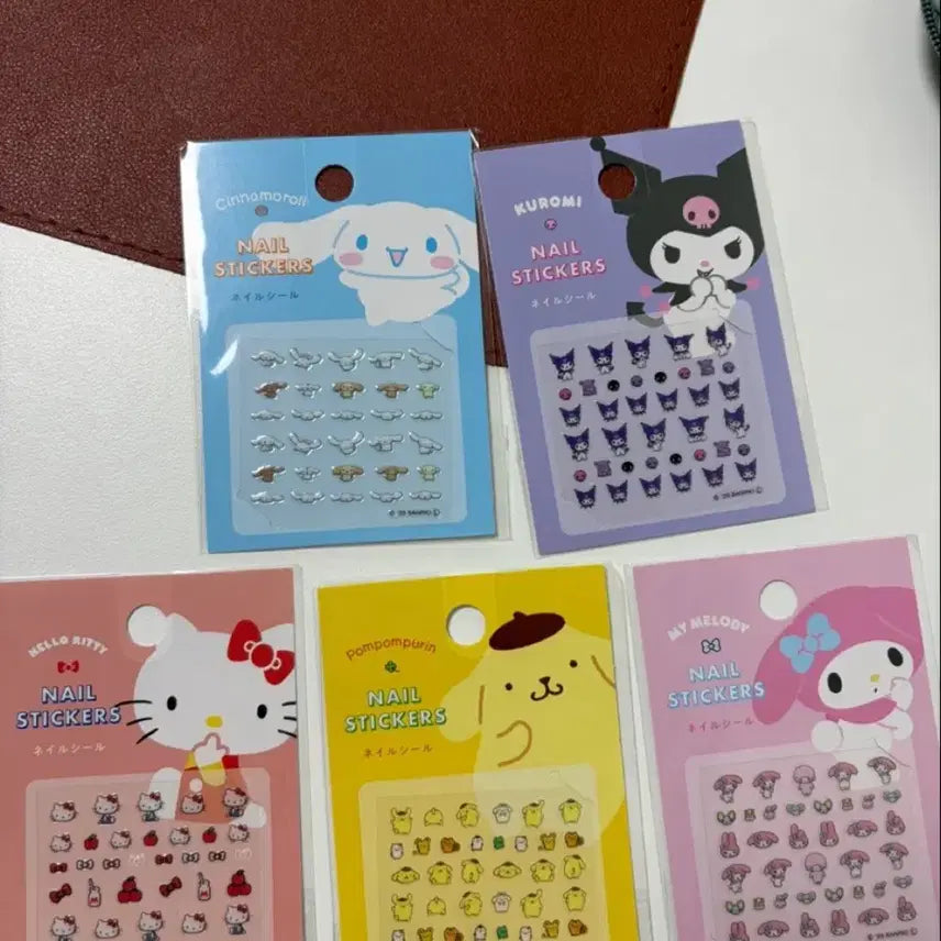 [BUNJANG] Sanrio Characters Nail Stickers (5 Types) / 산리오 네일 스티커 5종 시나모롤, 쿠로미, 헬로키티, 폼폼푸린, 마이멜로디