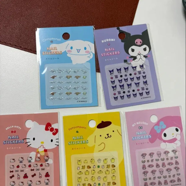 [BUNJANG] Sanrio Characters Nail Stickers (5 Types) / 산리오 네일 스티커 5종 시나모롤, 쿠로미, 헬로키티, 폼폼푸린, 마이멜로디