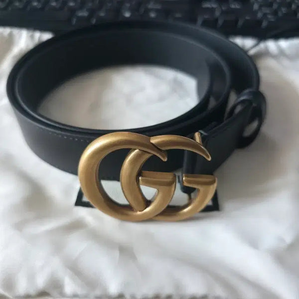 [BUNJANG] Gucci Marmont GG Belt Black Gold Buckle / 구찌마몬트gg벨트