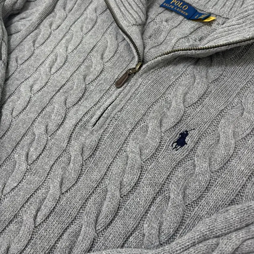 [BUNJANG] Polo Ralph Lauren Cable Knit Half-Zip Sweater / 폴로 랄프로렌 꽈배기 니트 반집업