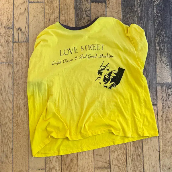 [BUNJANG] WEGO Ringer T-Shirt Yellow Print / 뤡코즈 링거티