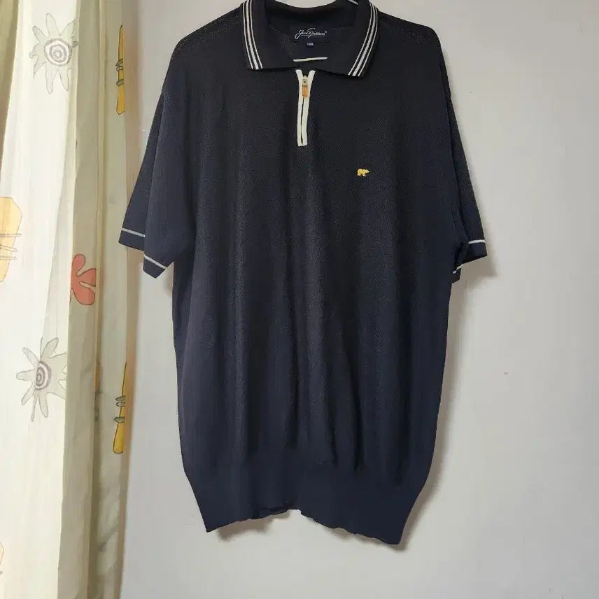 [BUNJANG] Jack Nicklaus Navy Half-Zip Knit Top / 잭니클라우스 반팔 짚업 니트