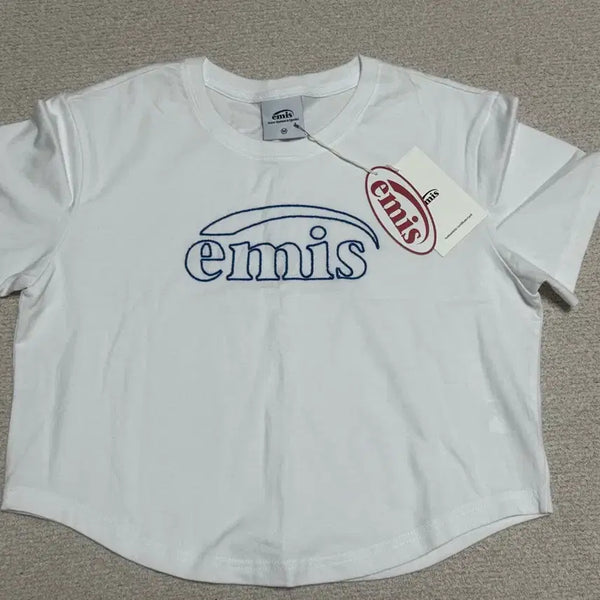 [BUNJANG] Emis Cropped Short Sleeve T-Shirt White / 이미스 크롭 반팔티 화이트 (아이유 착용)