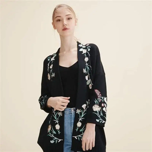 [BUNJANG] MAJE Embroidered Cardigan Black / 마쥬MAJE 고급자수가디건블랙