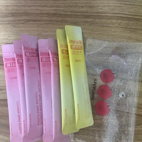 [BUNJANG] LiveLLING Apple & Lemon Flavored Dietary Fiber Supplement with Pouch / 라이블링 애사비 7포 사과맛,레몬맛+파우치