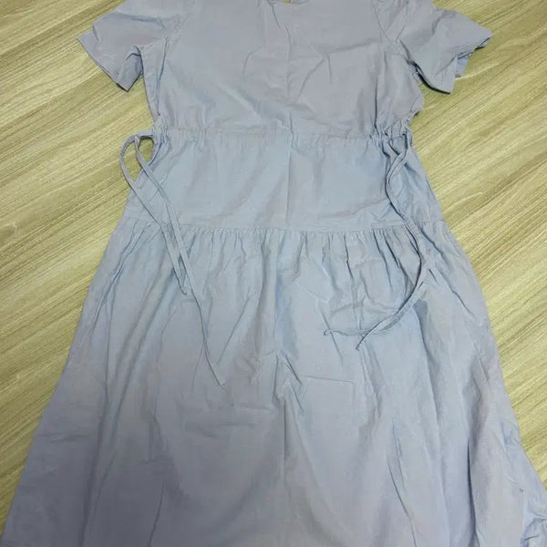 [BUNJANG] Light Blue Puff Sleeve Dress with Waist String / 에이블리 하늘색 퍼프소매 원피스