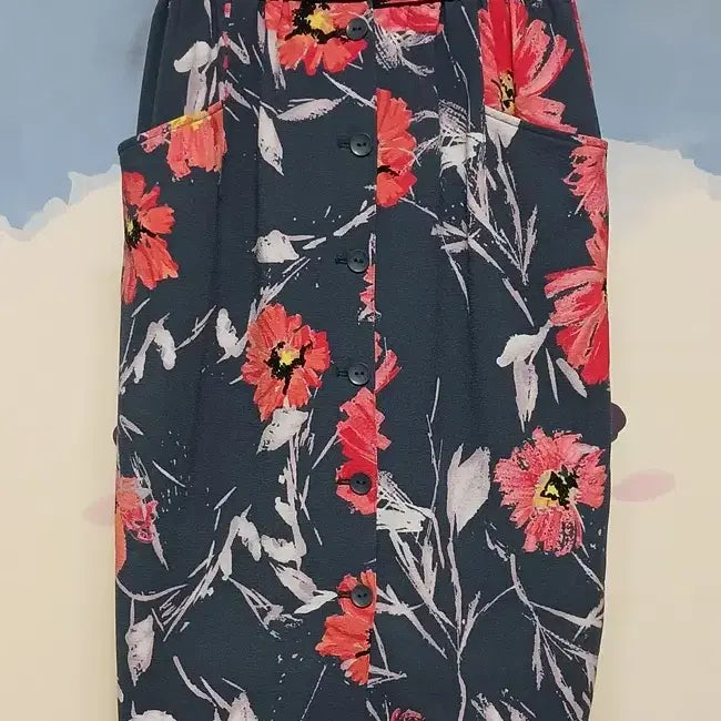 [BUNJANG] Japan Snidel Flower Banding Midi Skirt / (F) 재팬 스나이델 플라워 밴딩 미디 스커트