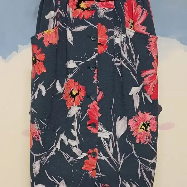 [BUNJANG] Japan Snidel Flower Banding Midi Skirt / (F) 재팬 스나이델 플라워 밴딩 미디 스커트