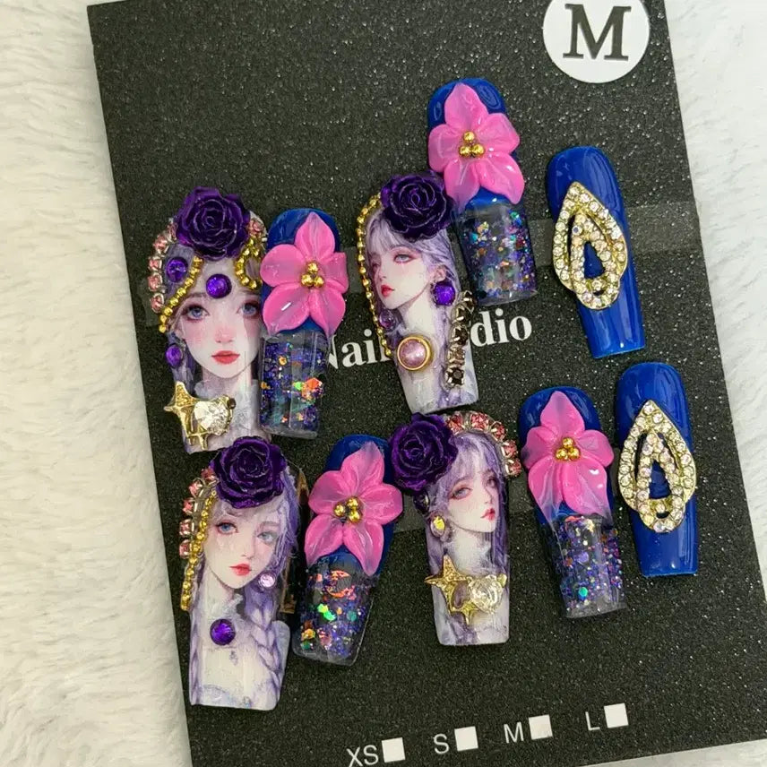 [BUNJANG] Moving Glitter Anime Nail Tips / 움직이는 글리터 애니네일팁