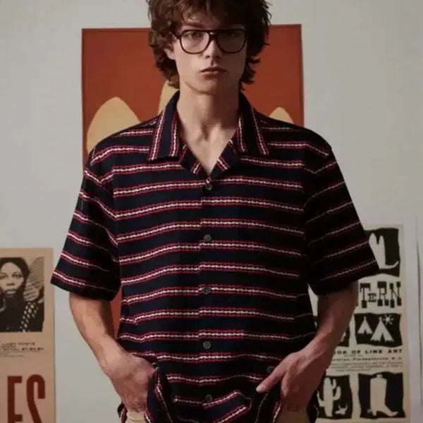 [BUNJANG] Beyond Closet N-Archive Cotton Knit Short-Sleeve Shirt Navy / 비욘드클로젯 엔아카이브 코튼 니트 반팔 셔츠 네이비