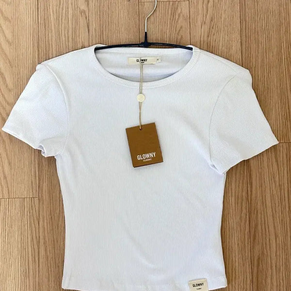 [BUNJANG] GLOWNY G Classic Rib Crewneck T-Shirt White / (새상품) 글로니 G 클래식 립 크루넥 티셔츠 화이트