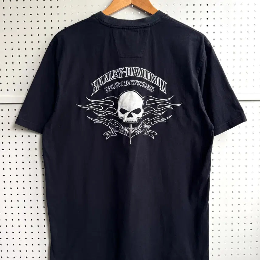 [BUNJANG] Harley-Davidson Flame Skull Logo T-Shirt / 할리 데이비슨 플레임 스컬 로고 티셔츠