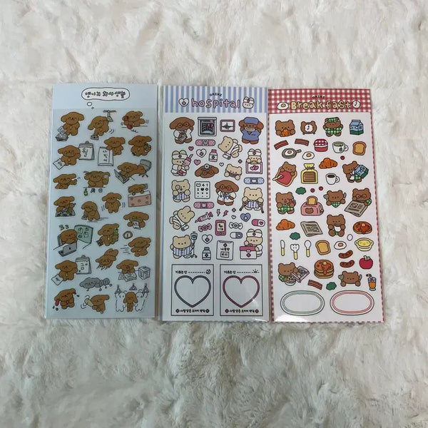 [BUNJANG] Okiki 3 Types Bundle Sealing Sticker Set / 오키키 3종 일괄 씰스티커 유포지 댕이의 회사생활 병원 아침식사 다꾸 okiki