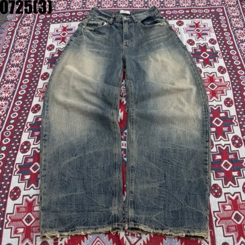 [BUNJANG] Wide Washed Denim Pants / 와이드 워싱 데님 팬츠