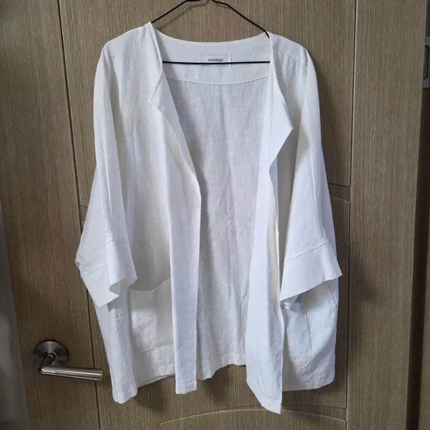 [BUNJANG] Oversized Open Linen Jacket - White / 새상품 free 빅사이즈 오버핏 난닝구 화이트 오픈형 린넨 자켓
