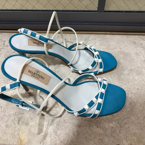 [BUNJANG] Valentino Rockstud Sandals Blue / 발렌티노 락스타드 샌들 블루 37.5(240)
