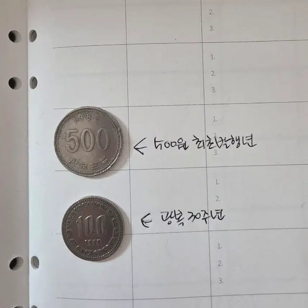 [BUNJANG] 1982 500 Won Inaugural Commemorative Coin & 1975 30th Anniversary of Liberation 100 Won Coin / 기념동전