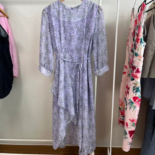 [BUNJANG] Purple Flower Pattern Long Dress / 퍼플 플라워 패턴 롱 원피스 연보라 여성 66