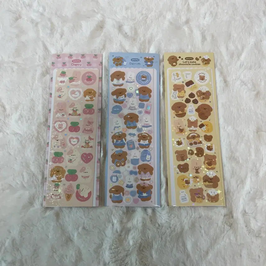 [BUNJANG] Okiki Sticker Set Cherry, Denim, Choco Cookie (3 Types) / 오키키 스티커 3종 일괄 체리 데님 초코쿠키를 만들자 다꾸 키스컷 띵 소분 okiki