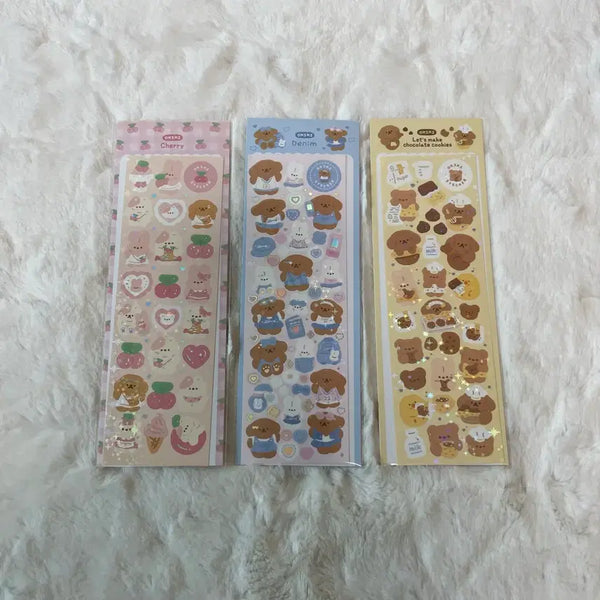 [BUNJANG] Okiki Sticker Set Cherry, Denim, Choco Cookie (3 Types) / 오키키 스티커 3종 일괄 체리 데님 초코쿠키를 만들자 다꾸 키스컷 띵 소분 okiki