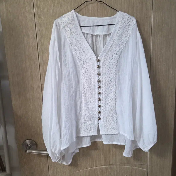 [BUNJANG] Free Size Oversized Lace Volume Blouse / 빅사이즈 free 더프릴 오버핏 레이스 볼륨 블라우스
